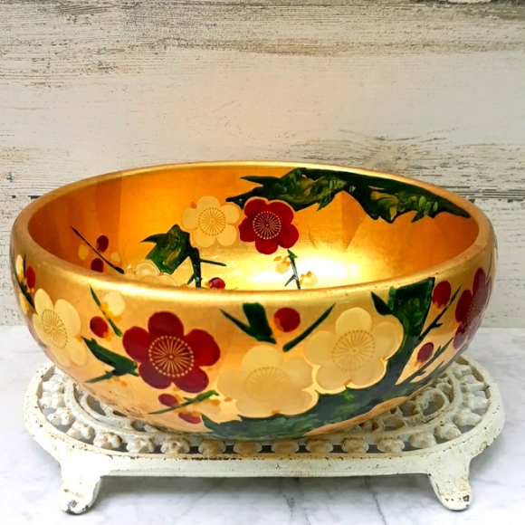 VTG HAND PAINTED JAPANESE LACQUERWARE BOWL - Picture 6 of 11